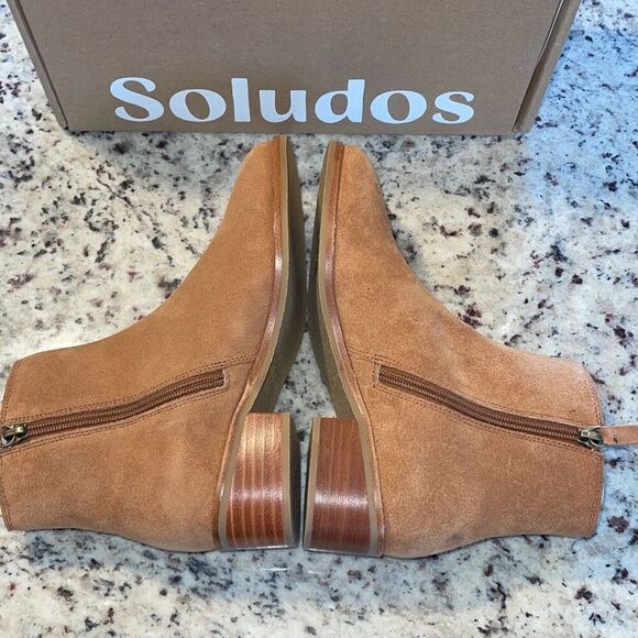 Soludos Delancey Bootie Suede Tan Size 6.5 New In Box - Picture 7 of 9